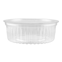 Clear ShoBowl PET Container Hinged Flat Lid Round 24oz 710ml Pkt of 50