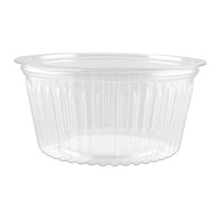 Clear ShoBowl PET Container Hinged Flat Lid Round 32oz 945ml Pkt of 50
