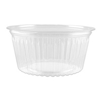 Clear ShoBowl PET Container Hinged Flat Lid Round 32oz 945ml Pkt of 50