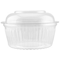 Clear PET ShoBowl Container Hinged Dome Lid Round 48oz 1420ml Ctn of 150