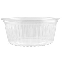 Clear PET ShoBowl Container Hinged Flat Lid Round 48oz 1420ml Pkt of 50