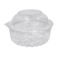 Clear ShoBowl PET Container Hinged Dome Lid Round 8oz/245ml Pkt of 50