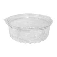 Clear ShoBowl PET Container Hinged Flat Lid Round 8oz/245ml Pkt of 50