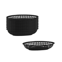 American Diner Style Plastic Basket Black Oval 240x150x50mm Set of 24