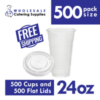 Clear Plastic Cold Drink Cup with Flat Lids 24oz/670mL Pk of 500