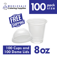 Clear Plastic Cold Drink Cup with Dome Lid 8oz / 265mL Pack of 100