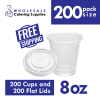 Clear Plastic Cold Drink Cup with Flat Lid 8oz / 265mL Pack of 200