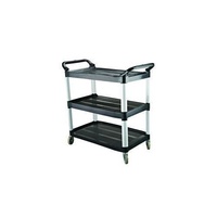 Clearing Trolley Black Plastic 3 Tier 830x420x960mm